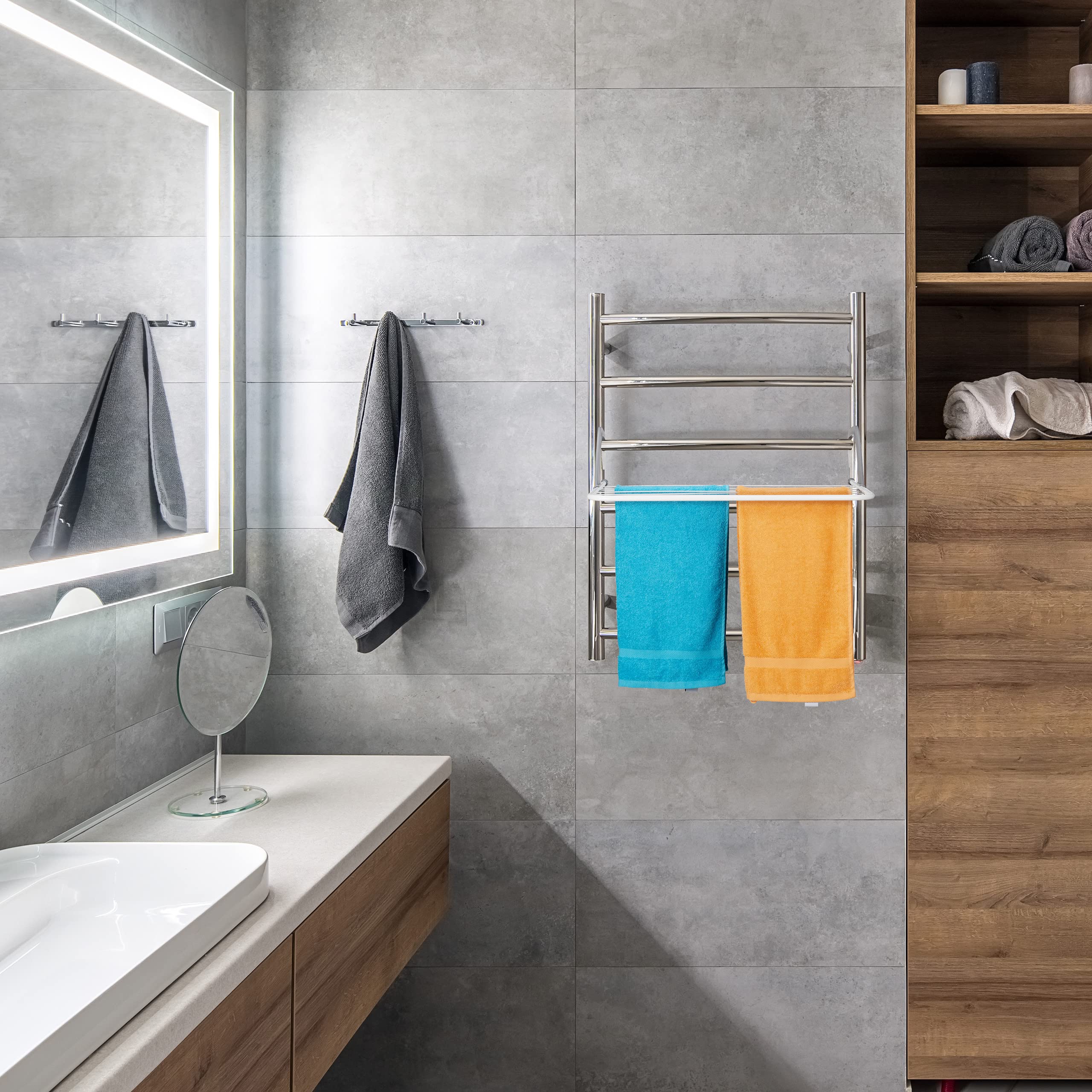 Relaxdays Étendoir, Lot de 2, sèche-Linge à accrocher, pour Balcon, radiateur & Camping, Peu encombrant, 7 Cordes séparées, Blanc