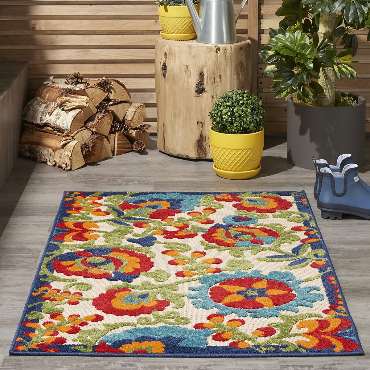 Nourison Home Aloha Alfombra multicolor de 2'8" x 4' - Fácil de limpiar, no se desprende, dormitorio, sala de estar, comedor, cocina (3' x 4')