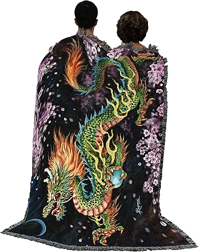 Miniatura 3 de Pure Country Weavers Nene Thomas - Manta con diseño de espíritu de dragón - Manta tejida de algodón, hecha en los Estados Unidos (72 x 54 pulgadas)