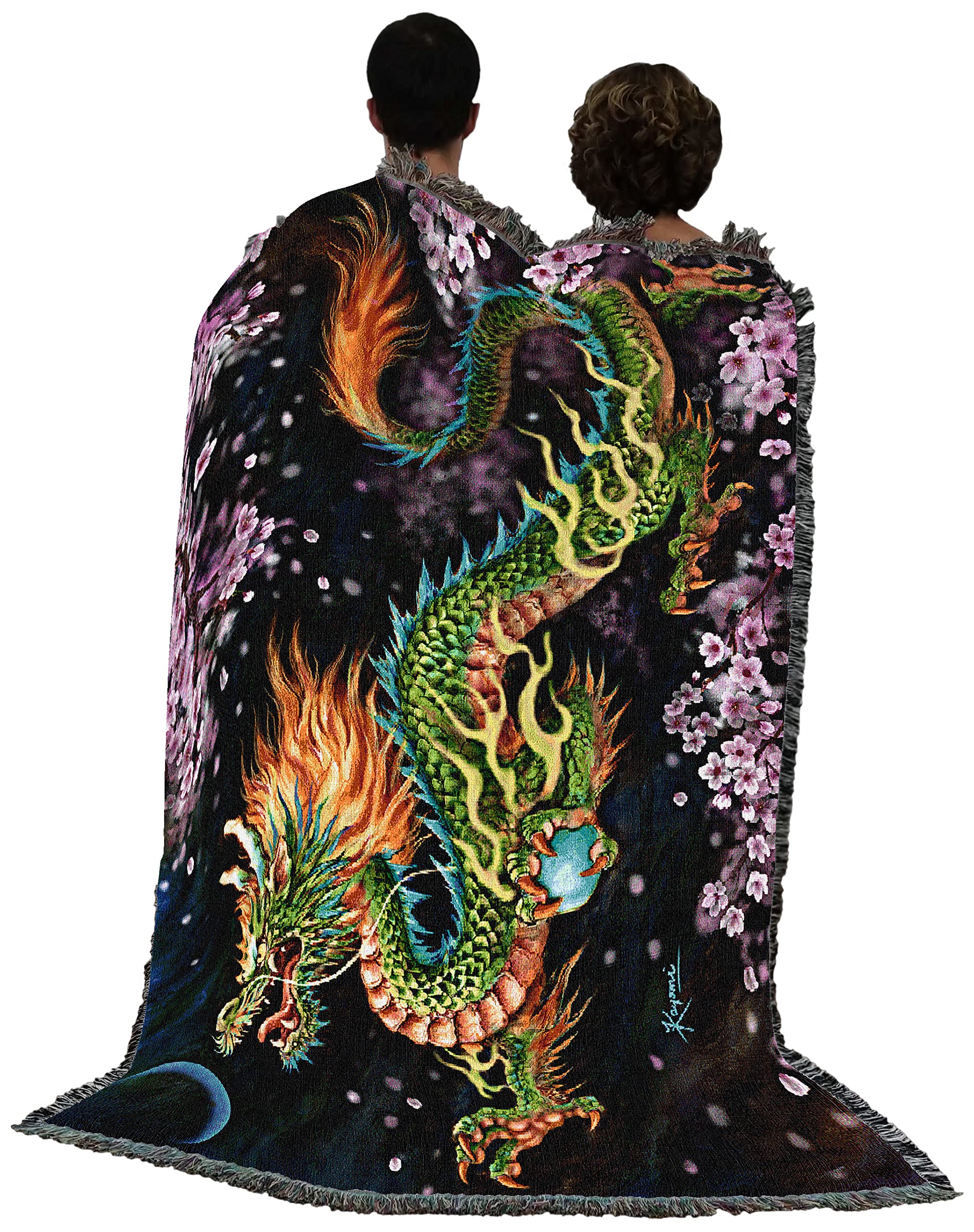 Nene Thomas 'Dragon Spirit' Decke – Baumwoll-Wandteppich (72 X 54 Zoll), Gewebt In USA