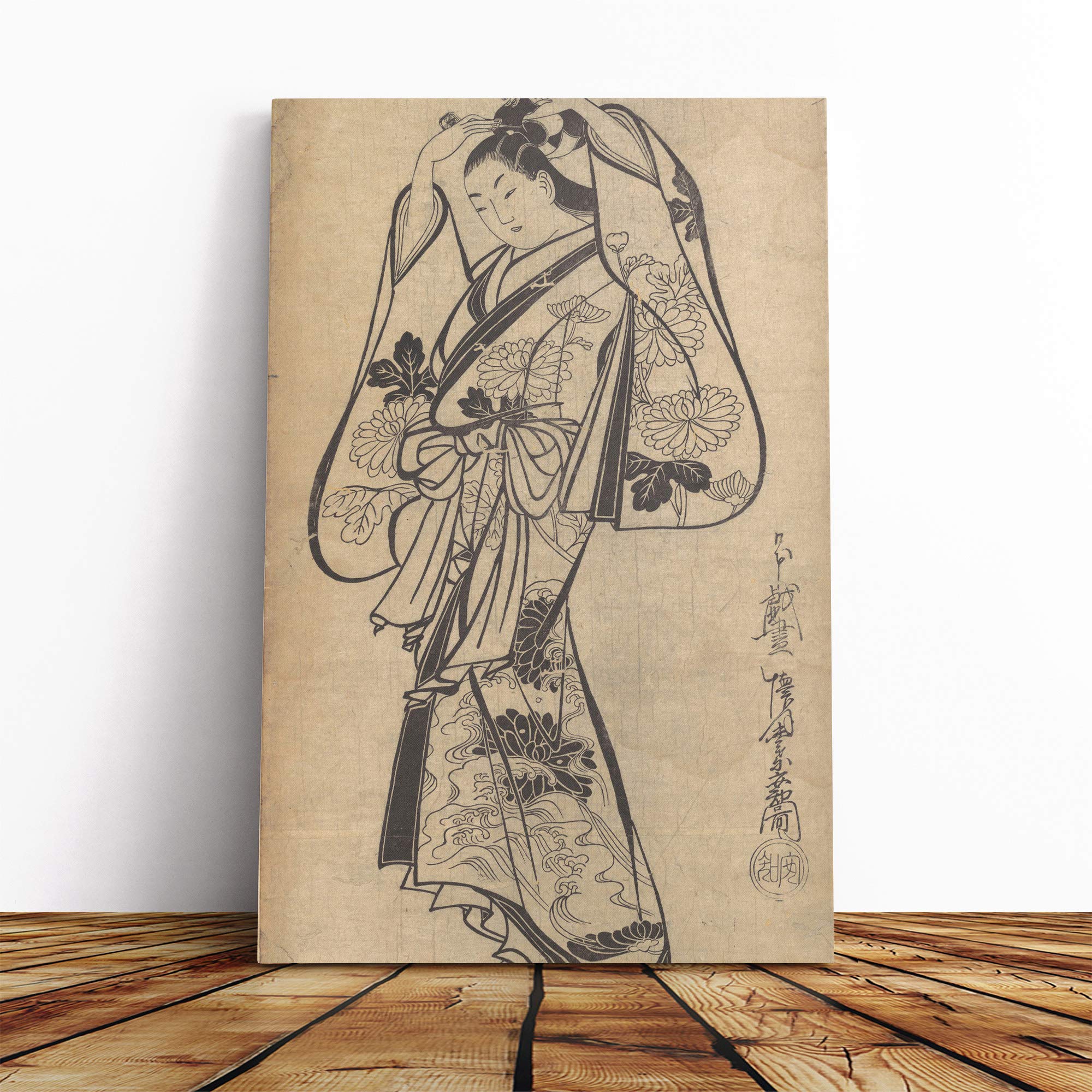 Kaigetsudo Anchi Courtesan Japanese Oriental Canvas Print | Gallery Wrapped 30mm Frame Wall Art | 24x16 inches | Ready to Hang | Asian Picture | Living Room Bedroom Lounge Office