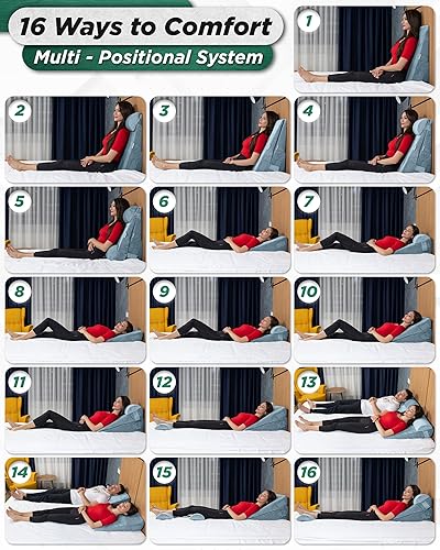 Miniatura 7 de Lunix Juego de 4 almohadas ortopédicas de cuña para cama, espuma viscoelástica de aloe vera poscirugía para espalda, piernas, alivio del dolor de