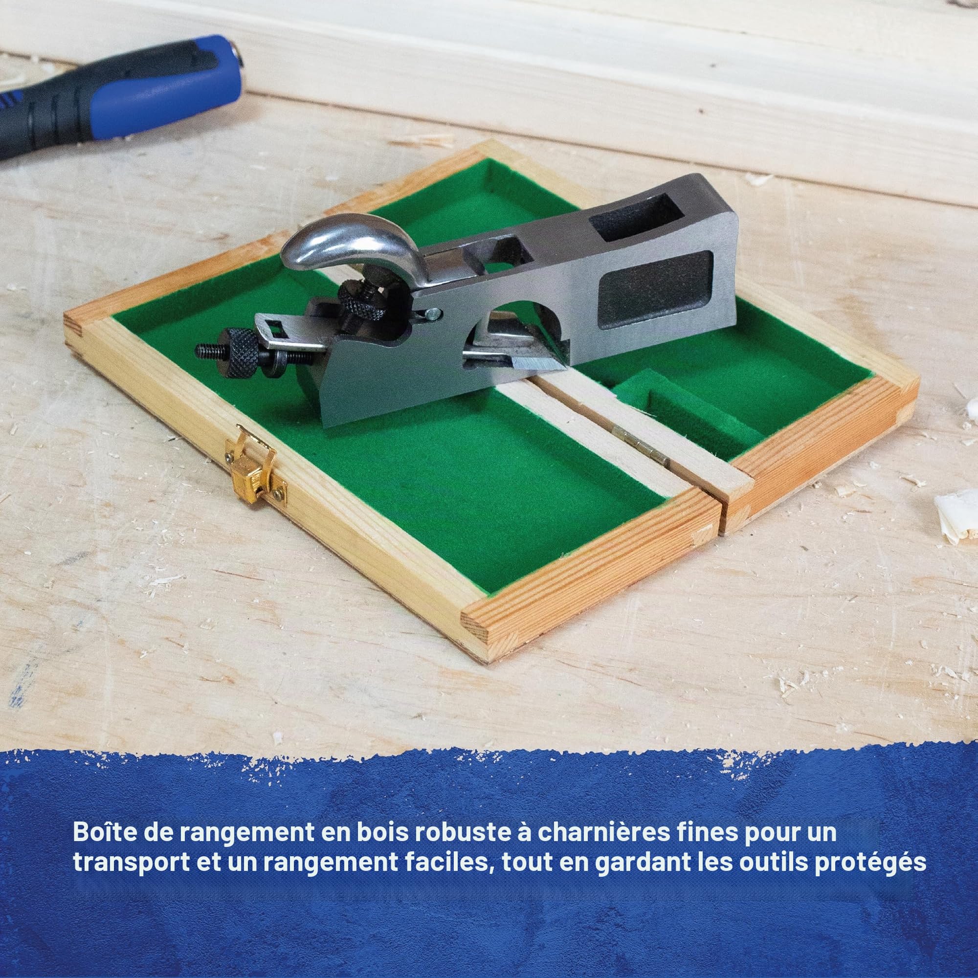 Rabot à feuillure Faithfull 3-en-1 à épaulement, arrondi et à ciseau dans un coffret en bois – Rabot à main multifonction avec base affûtée avec précision pour l'ébarbage et les travaux d'angle