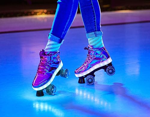 Miniatura 6 de CHICAGO Skates Pulse Light Up - Patines cuádruples para mujer, tallas para adultos, rosa, 4 (CRS710-04)