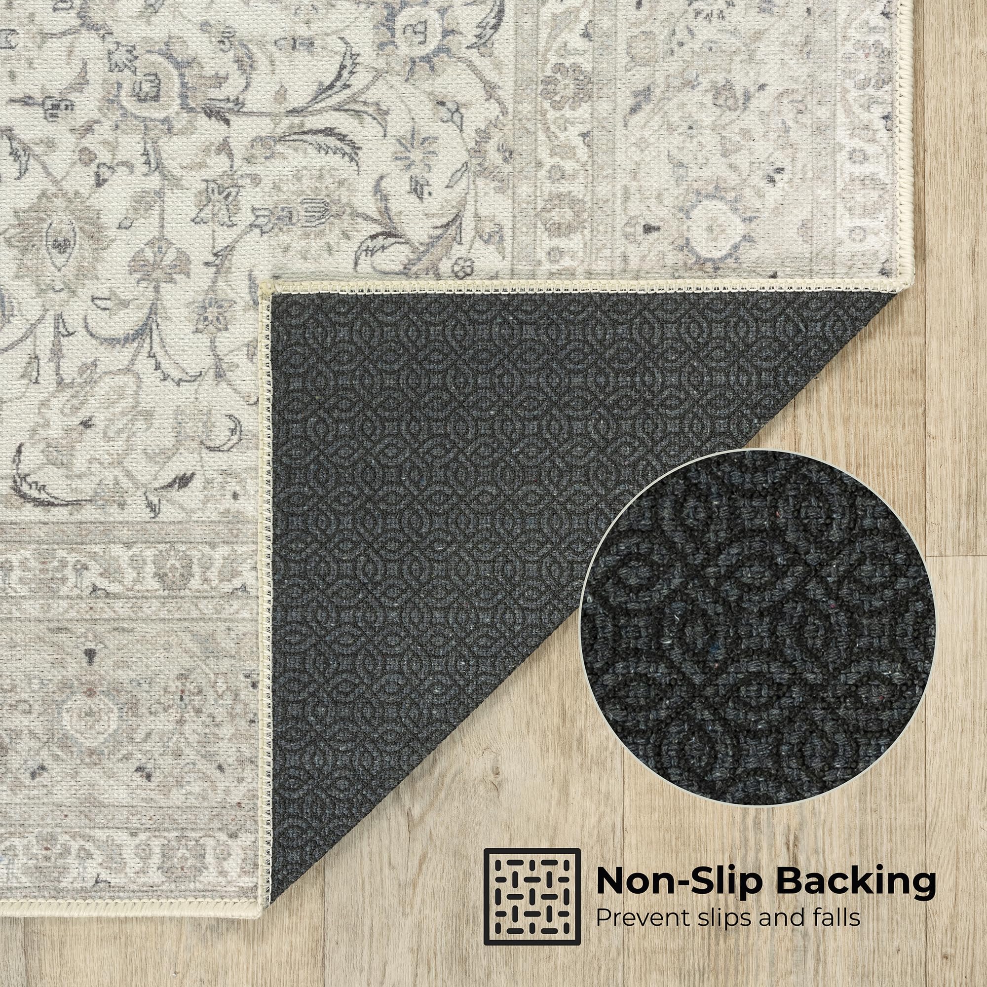 artyrugs Machine Washable Rug, 60x240cm, 75% Recycled Cotton, Short Pile, Non-Slip Backing, Non-Shedding - Image 3