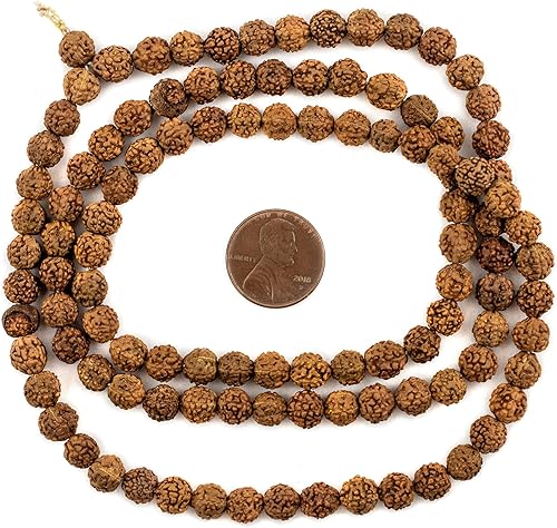 Miniatura 7 de Cuentas Rudraksha Mala de 0.472in, 108 auténticas cuentas de rosario de oración nepalí - El pecho de cuentas