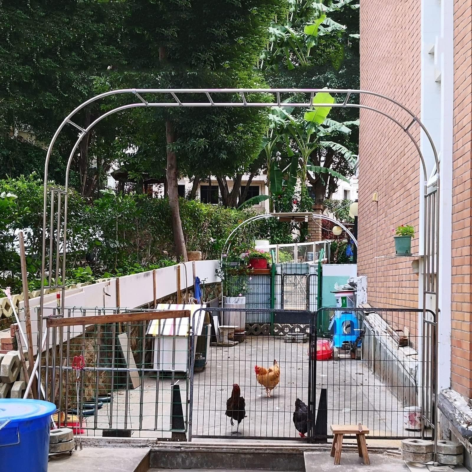 Stalowy łuk ogrodowy na wesela i imprezy plenerowe, krata 120 x 350 cm z podstawą do dekoracji kwiatowych, łuki na róże, dekoracja ogrodowa, dekoracje imprezowe