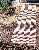 Vista 45 de Unique Loom - Alfombra de área de la colección Outdoor Striped - Rayada (5' 1" x 8' Rectangular, Verde/Marfil)