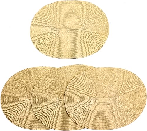 London - Juego de 4 manteles individuales ovalados de 16.9 x 13 pulgadas para mesa de comedor antideslizantes