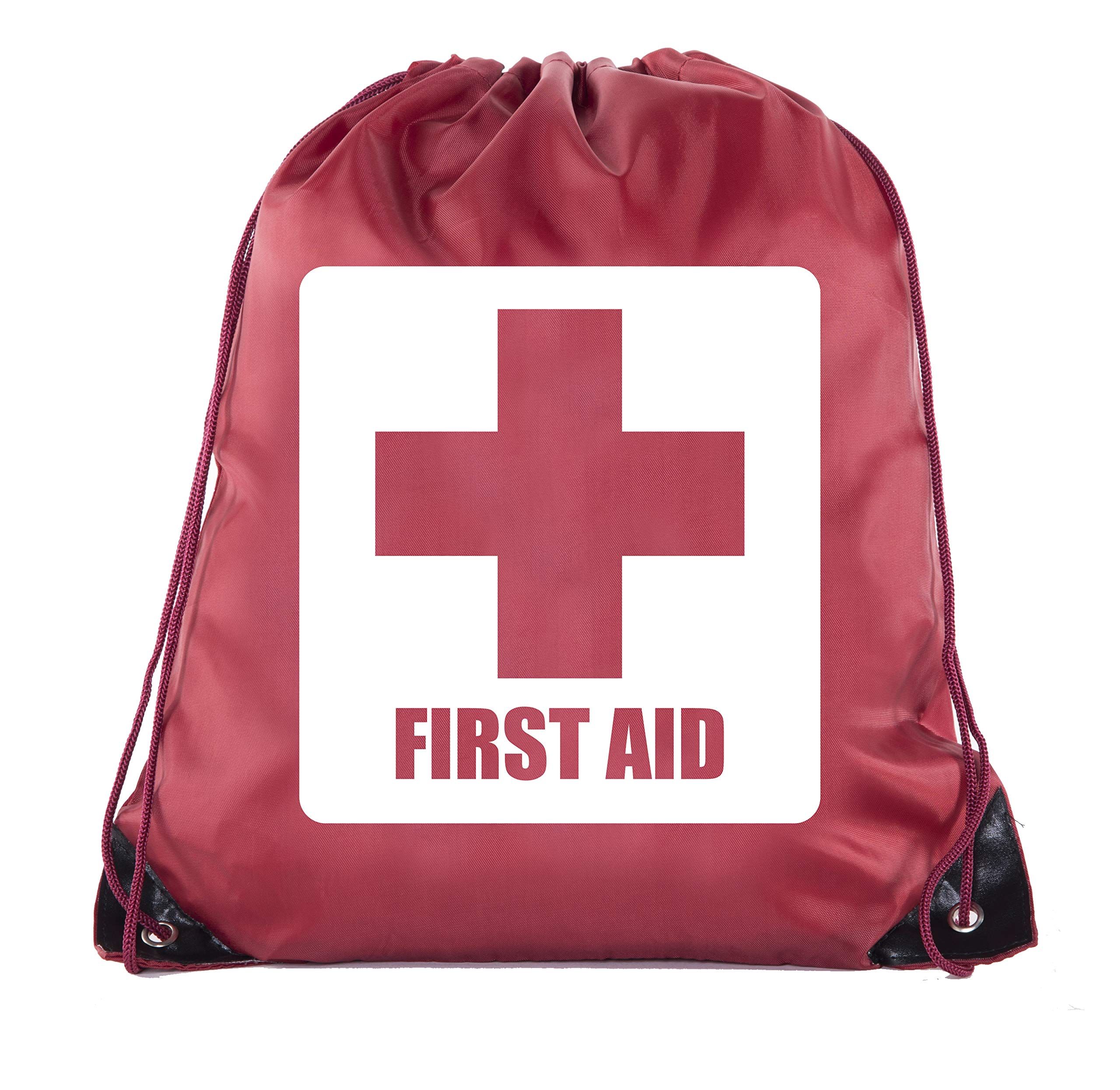 Mato &amp; Hash First Aid Backpack Drawstring Medical Bag for Emergencies or Epi Pen &amp; Medicine - 6PK Maroon CA2500FirstAid S4