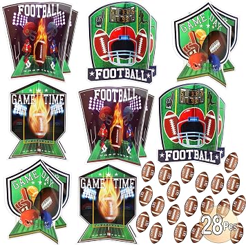 Football Party Table Centerpieces | 28 piece 3D Football Party Decoration Set | Football Birthday Party Supplies | Big Game Party Decorations | Game Day Sports Theme Party Centerpieces | BASHOUT