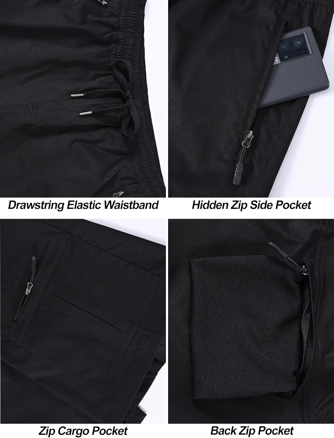 Satankud Men's Cargo Hiking Shorts 9" Lightweight Golf Shorts for Casual Work Travel Outdoor 5 Zipper Pockets - Image 4