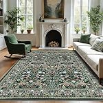 GarveeHome Floral Area Rug, 9x12 Plush Vintage Boho Large Living Room Carpet Washable Non-Slip Stain Resistant Easy Clean Soft Rug for Bedroom Dining Room Farmhouse Home Office