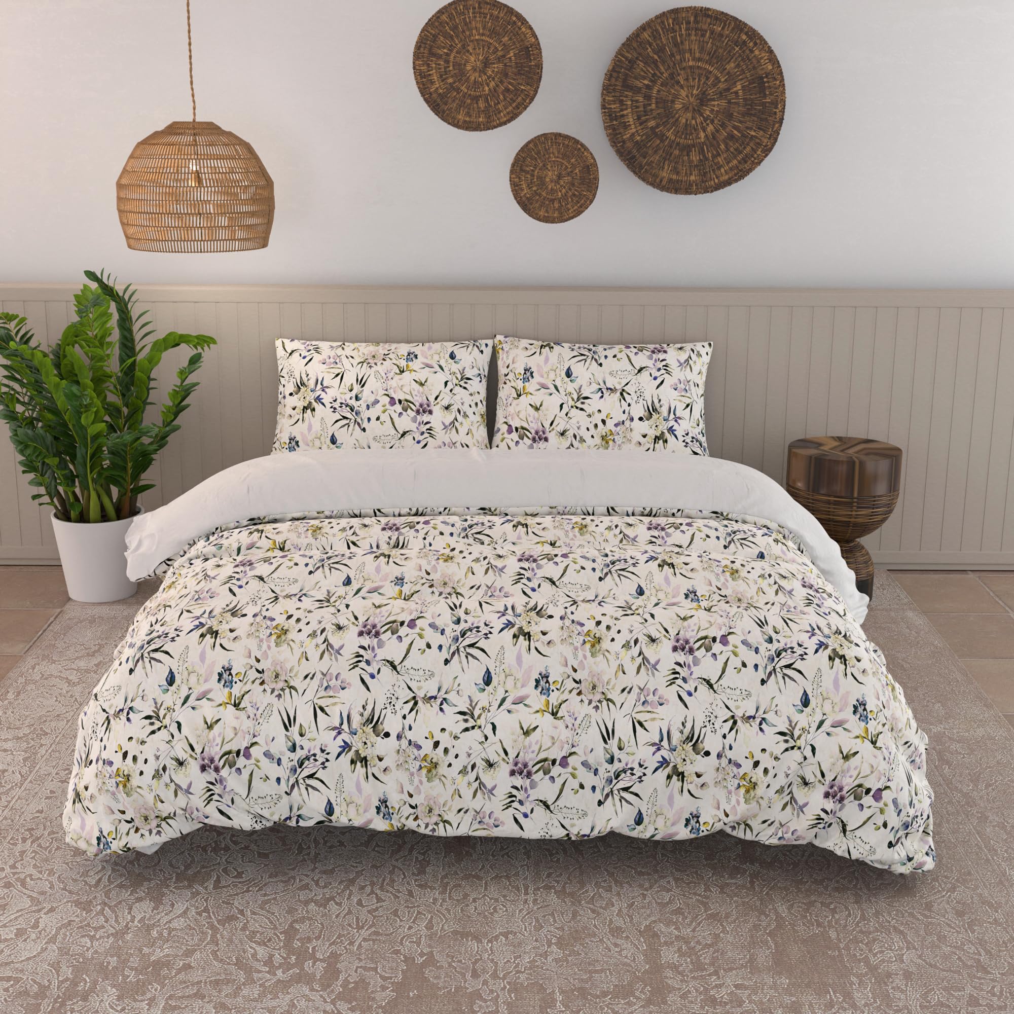 Italian Bed Linen Double Duvet Cover Set, 100% Cotton, Aurora Digital Print, Made in Italy, Duvet Cover Set - Image 2