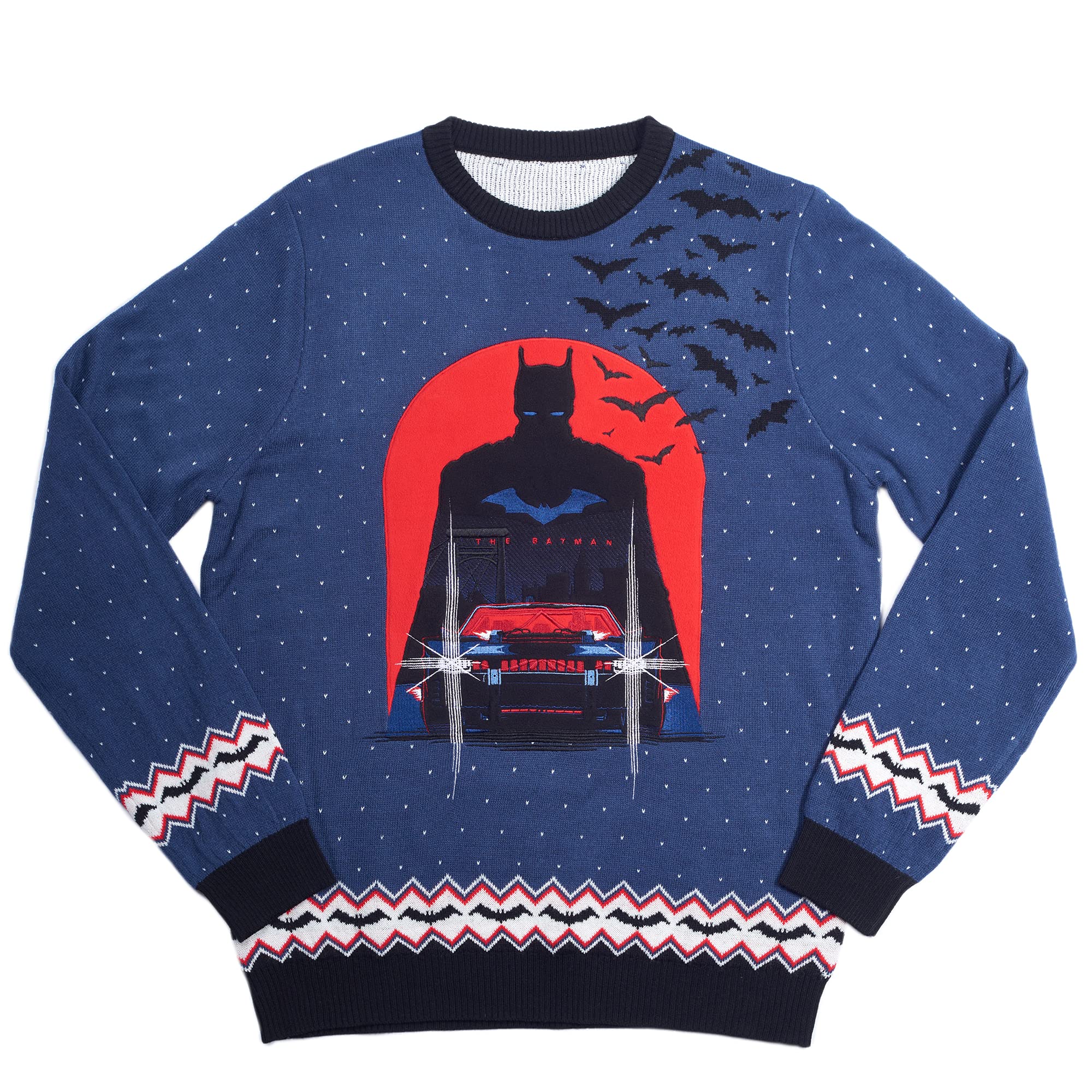 Numskull Unisex The Batman Official Knitted Christmas Jumper, X-Large - Ugly Novelty Christmas Sweater Gift