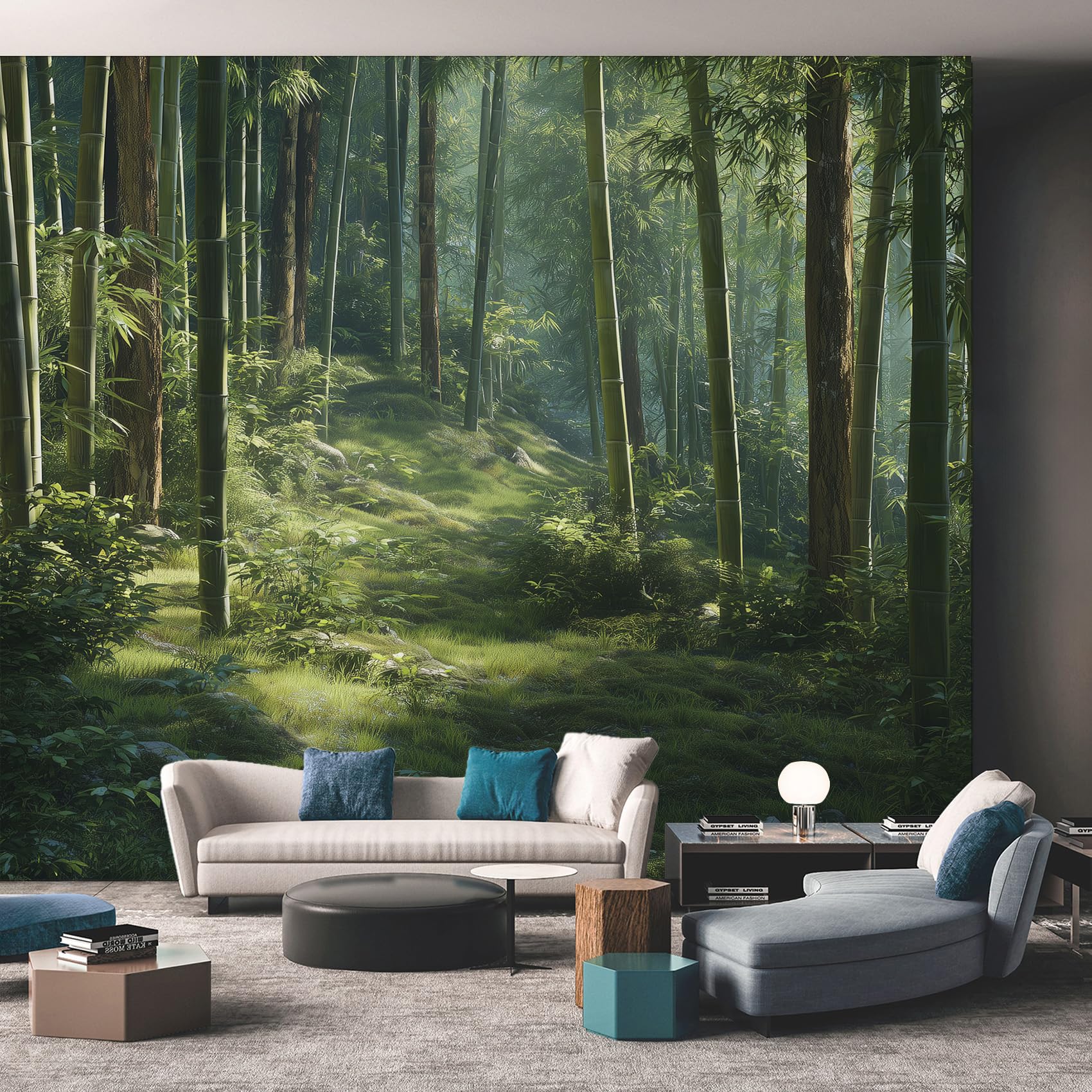 Bamboo Forest Wallpaper - Green Nature Tree Scene Wall Mural - Wall Murals for Living Room Bedroom - Photo Wallpaper & Home Decor Art - 315 x 215 cm A-2430