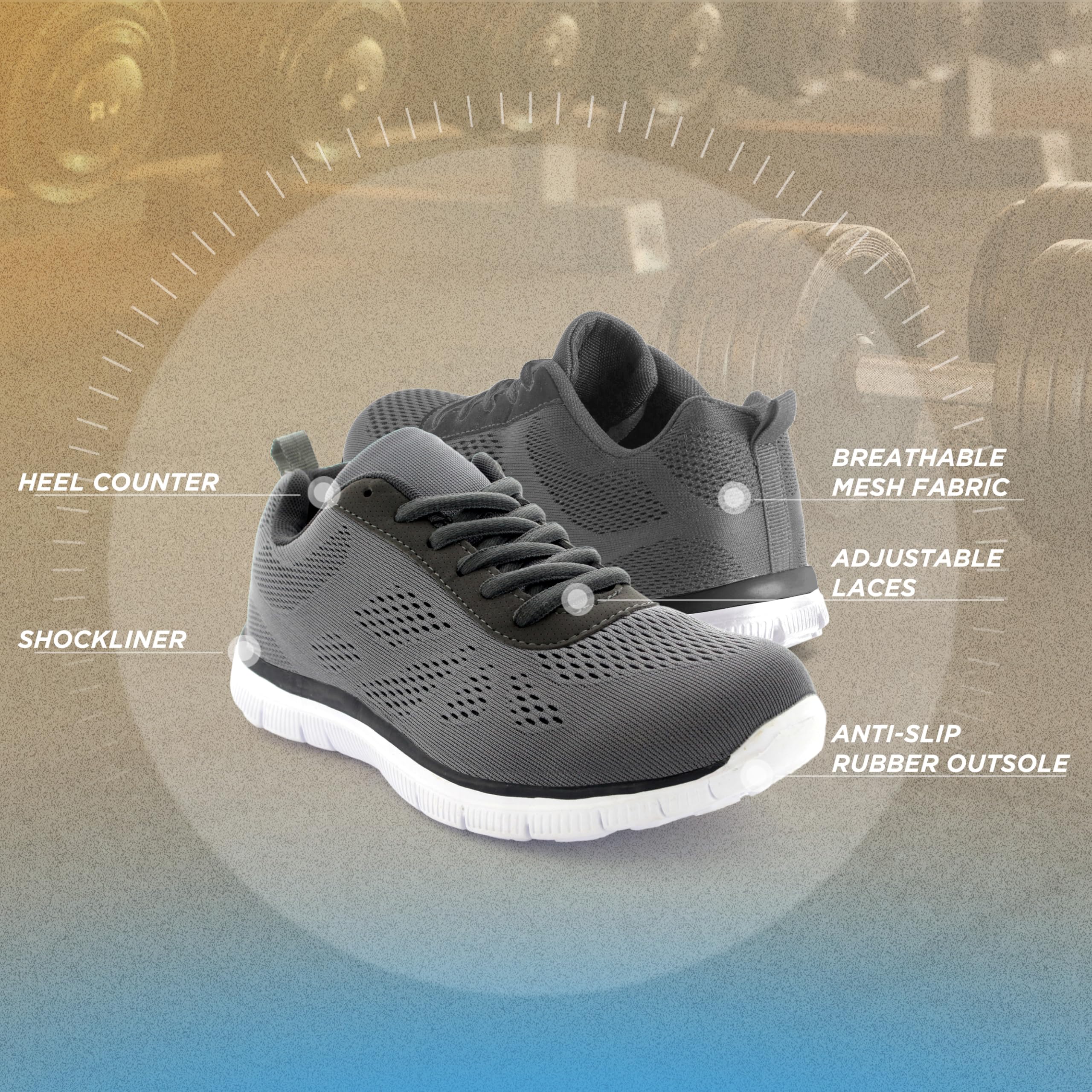 Get Fit Women's Lightweight Running Trainers - Breathable Mesh Gym Shoes with Cushioned Sole - Comfortable Walking & Fitness Sneakers - Lace-Up Athletic Footwear - Grey - 3-36
