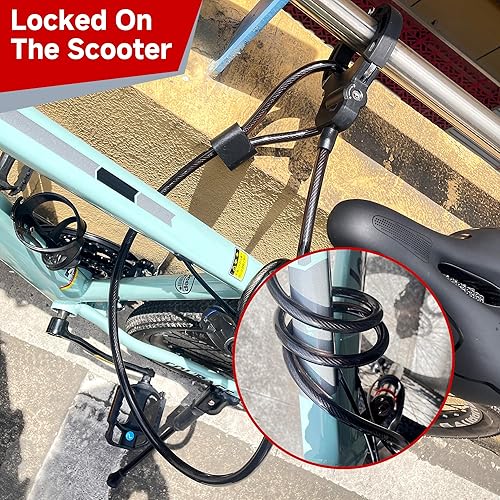 Miniatura 4 de Cerradura de scooter resistente  55.1 in x 0.531 in antirrobo con 3 llaves  Resistente a la intemperie, anti-cizallamiento, antioxidante  Patinetes