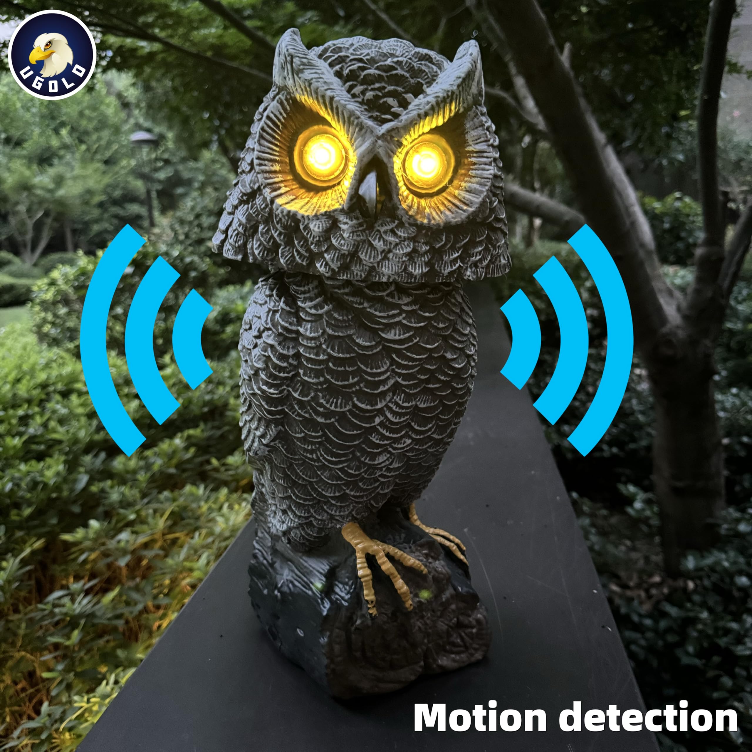 置物  bird owl Ugold Solar Powered Garden Owl with Motion Detection, Rotating