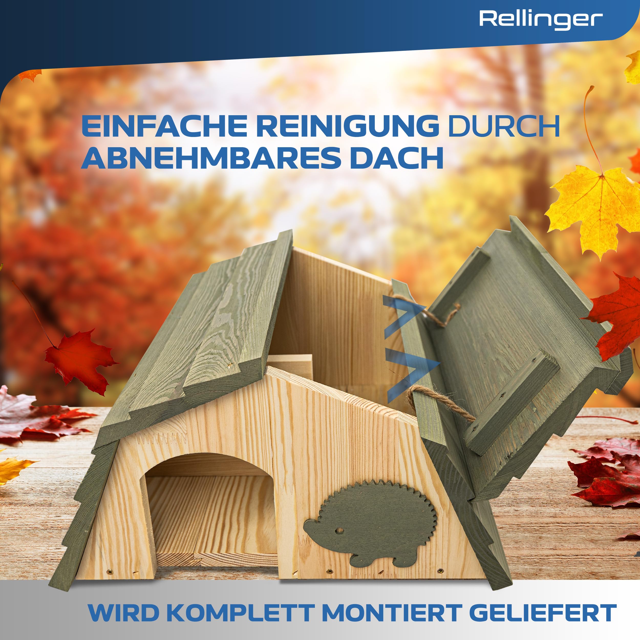 Igelhaus Winterfest mit Boden [SCHÜTZT VOR FRESSFEINDEN] - inkl. Labyrintheingang - Premium Igelfutterhaus mit Labyrinth Eingang - Hochwertige Igelhäuser Igel Haus - Igel Schlafhaus