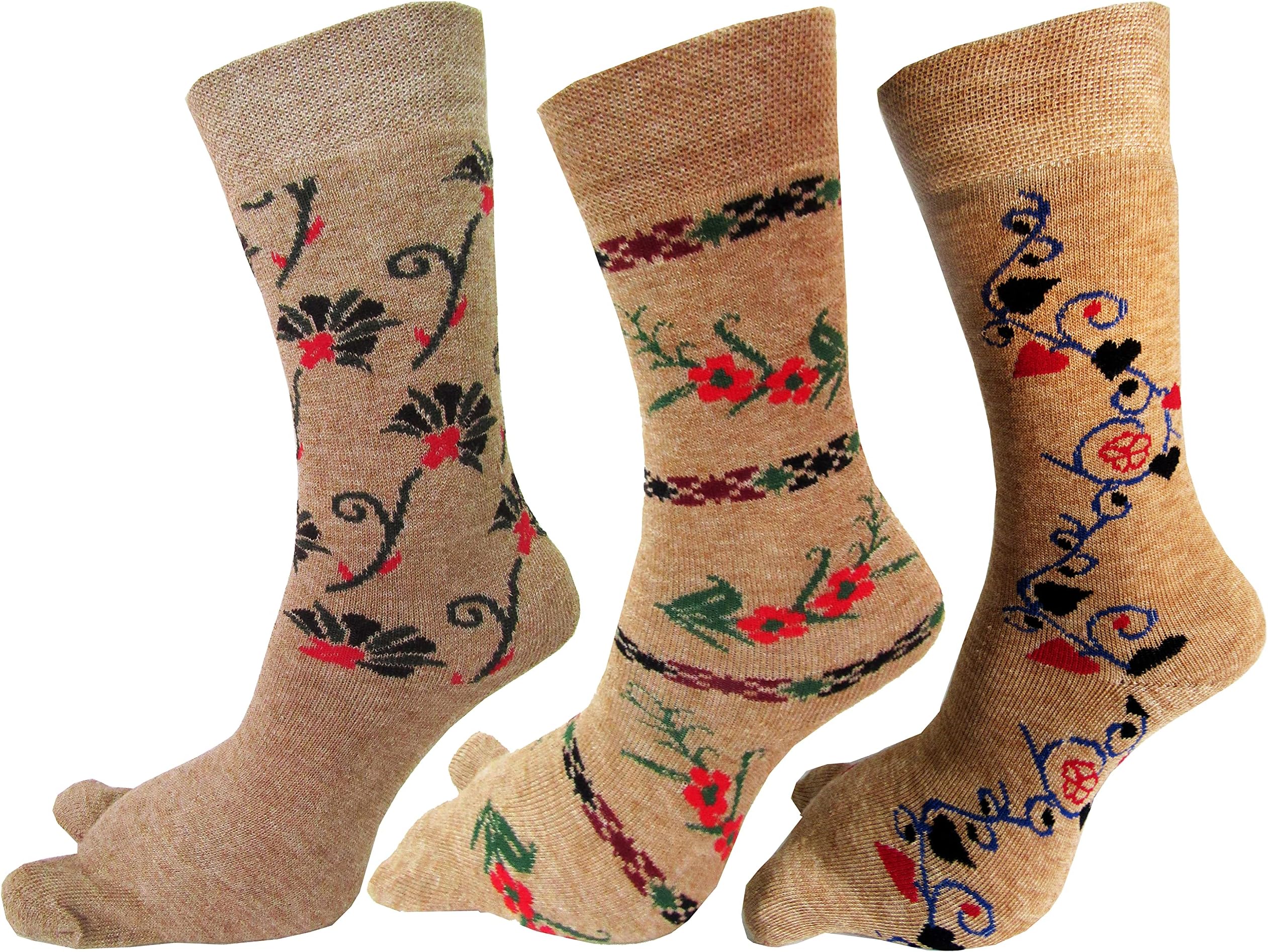 Women's Warm Terry Wool Thick Thumb Socks (Beige, Free Size) Pack of 3 Pairs