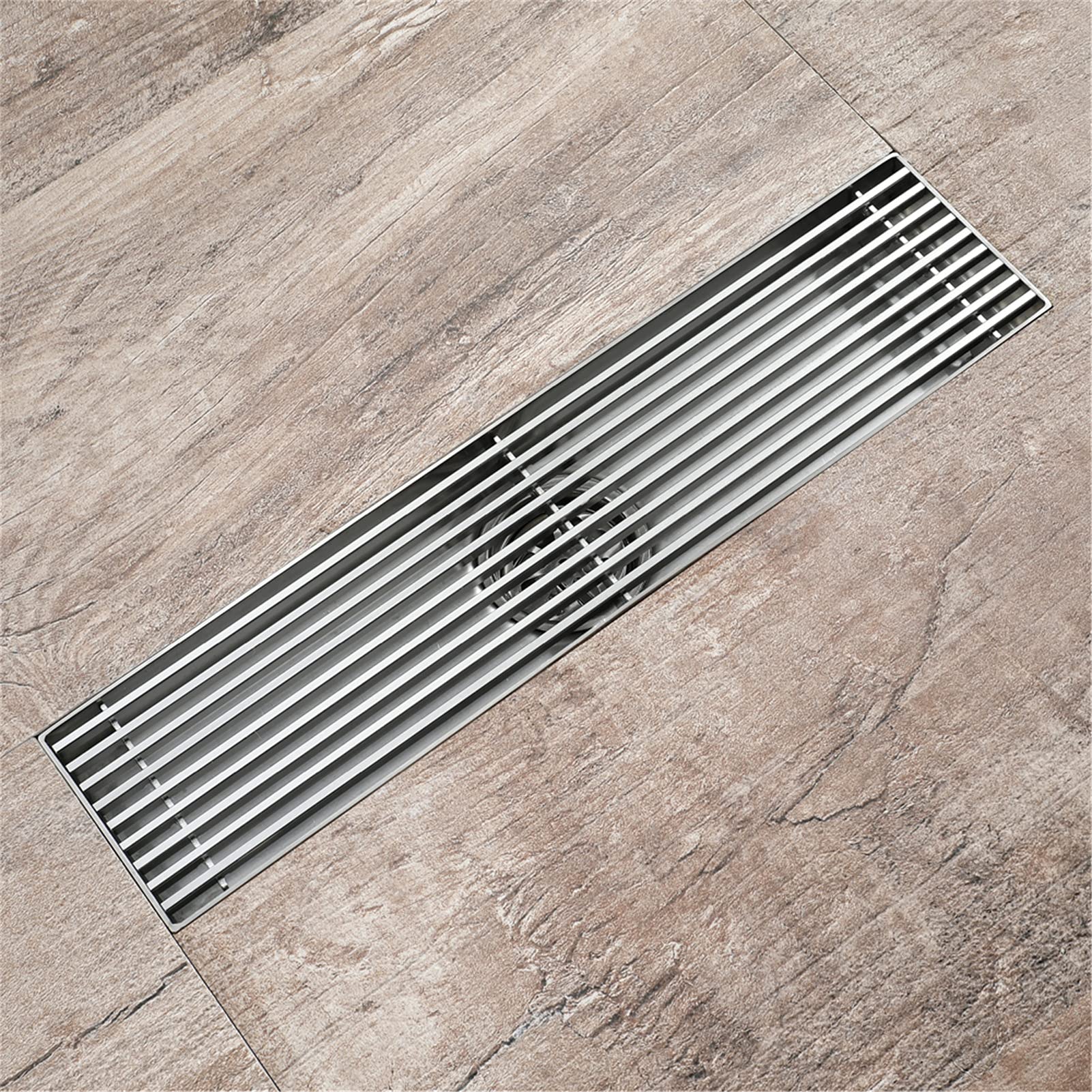 Scarico doccia lineare 30 cm, Scarico a pavimento per doccia in acciaio inossidabile 304, Scarico a pavimento rettangolare, Scarico per doccia con coperchio rimovibile, Filtro per capelli,Brushed
