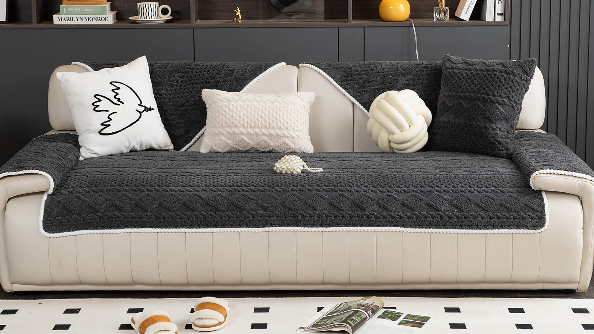 Amazon.com: MDSASFD Geometric Jacquard Plush Warm Sofa Couch Cover