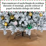 Yaheetech 213cm Künstlicher Weihnachtsbaum mit Schnee & 350 Warmweißen LED | Schneeflocken Tannenbaum, ca.1000 Spitzen, Schwer Entflammbar Christbaum, Schnellaufbau inkl. Metallständer, Weiß & Grün - 8