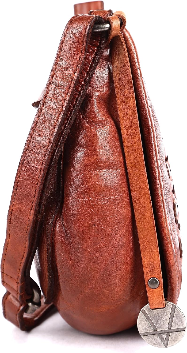 Genuine Leather Crossbody Sling Bag for Women, Purse for Women Trendy Casual Office Bag with Adjustable Strap