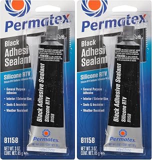 81158 Black Silicone Adhesive Sealant, 3 oz. Tube, Pack of 2