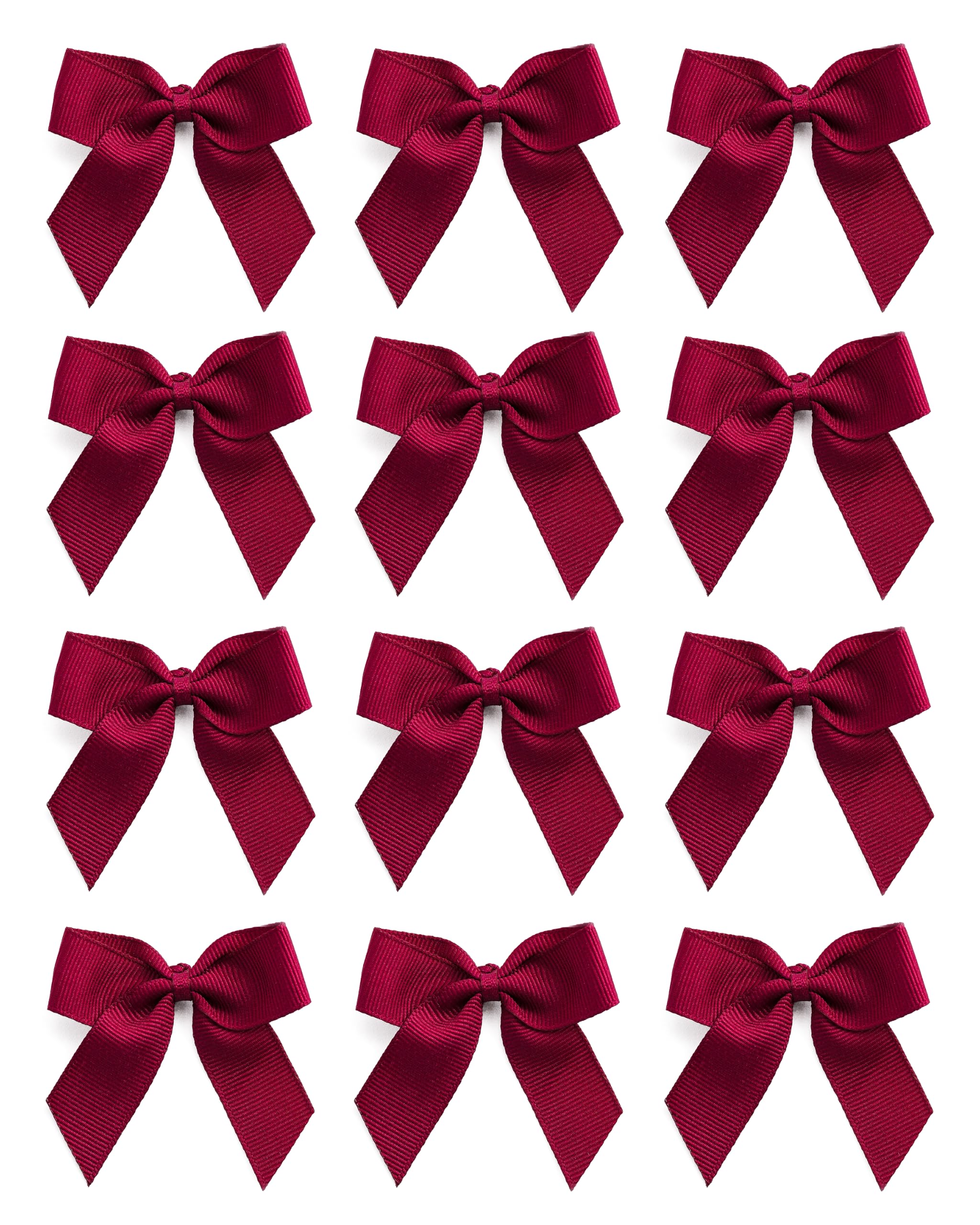 Italian Options Small Grosgrain Ribbon Bows, Self Adhesive Bows for Crafting, Gifts, Sewing, Hair Bow, Wedding Stationery, Floristry, Cakes, Crafts, Decorations, Burgundy, 24 Pack, 5cm