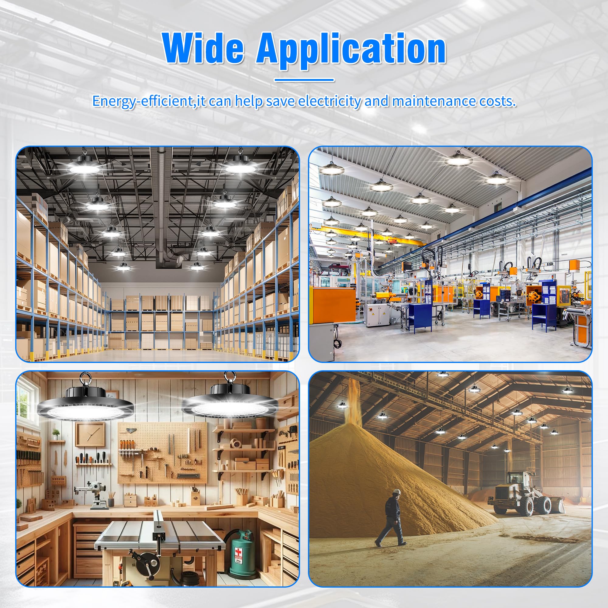 1 Pack UFO LED High Bay Light 200W 30000LM 5000K AC100-277V UFO High Bay LED Shop Light with — view 5