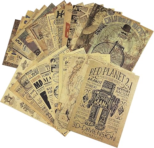 30 hojas de papel de estraza vintage hecho a mano, 5.8 x 8.2 pulgadas, para manualidades de decoupage (NO repetición, sin adhesivo)