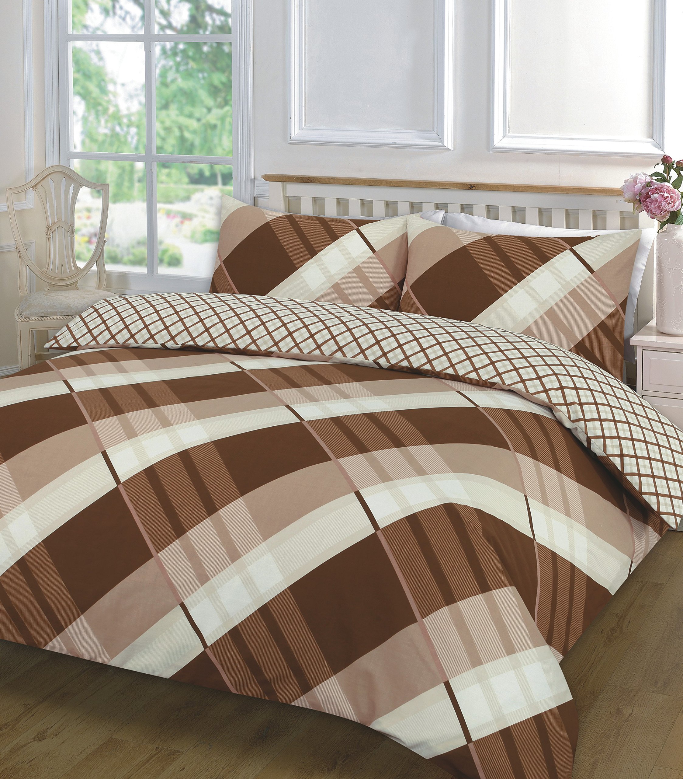 clicktostyleclicktostyle Splendid Choice Printed Polycotton Duvet Cover Sets With Pillow Cases (Double, Hardy Brown)