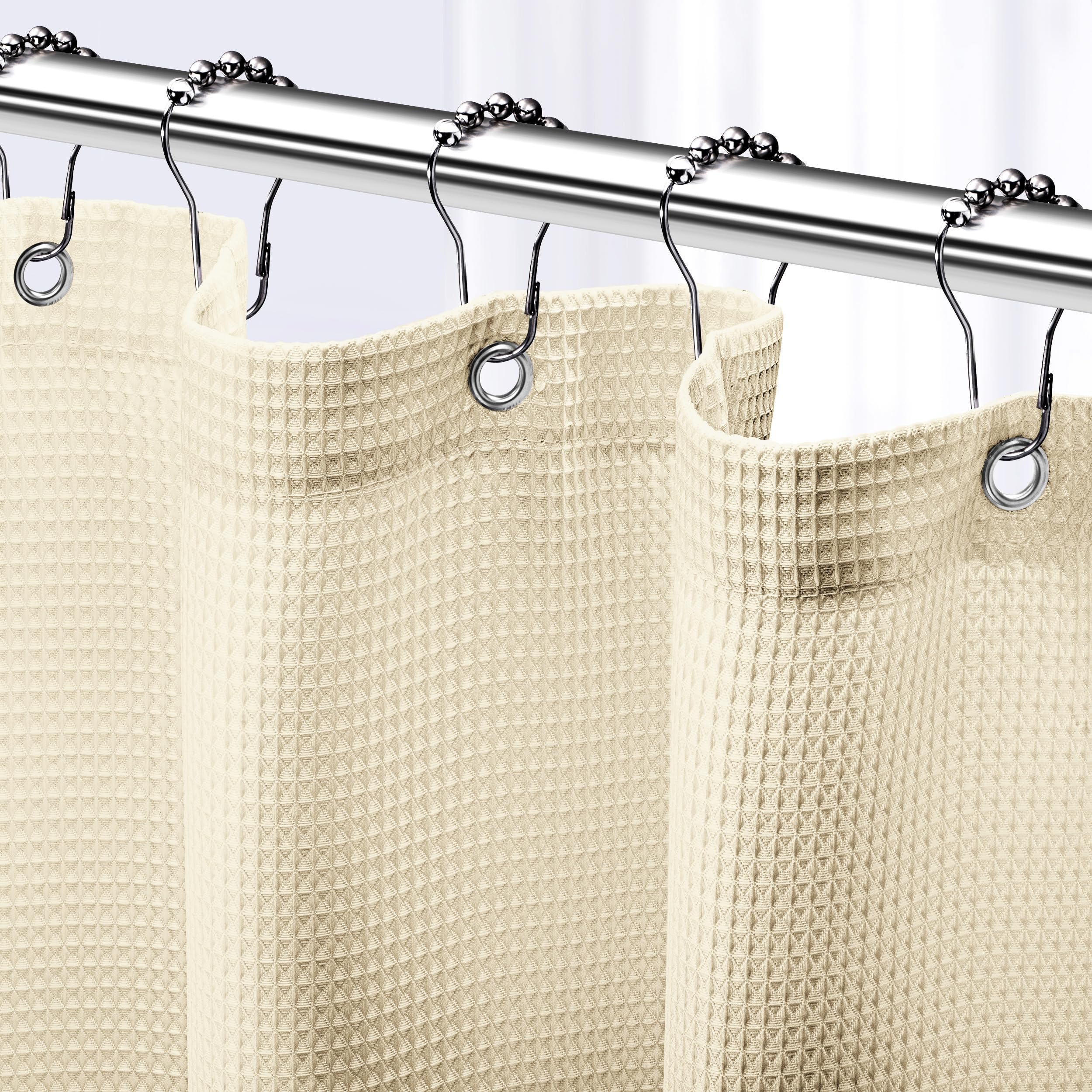 NEATERIZE Shower Curtain Cream Hotel Style Cream Shower