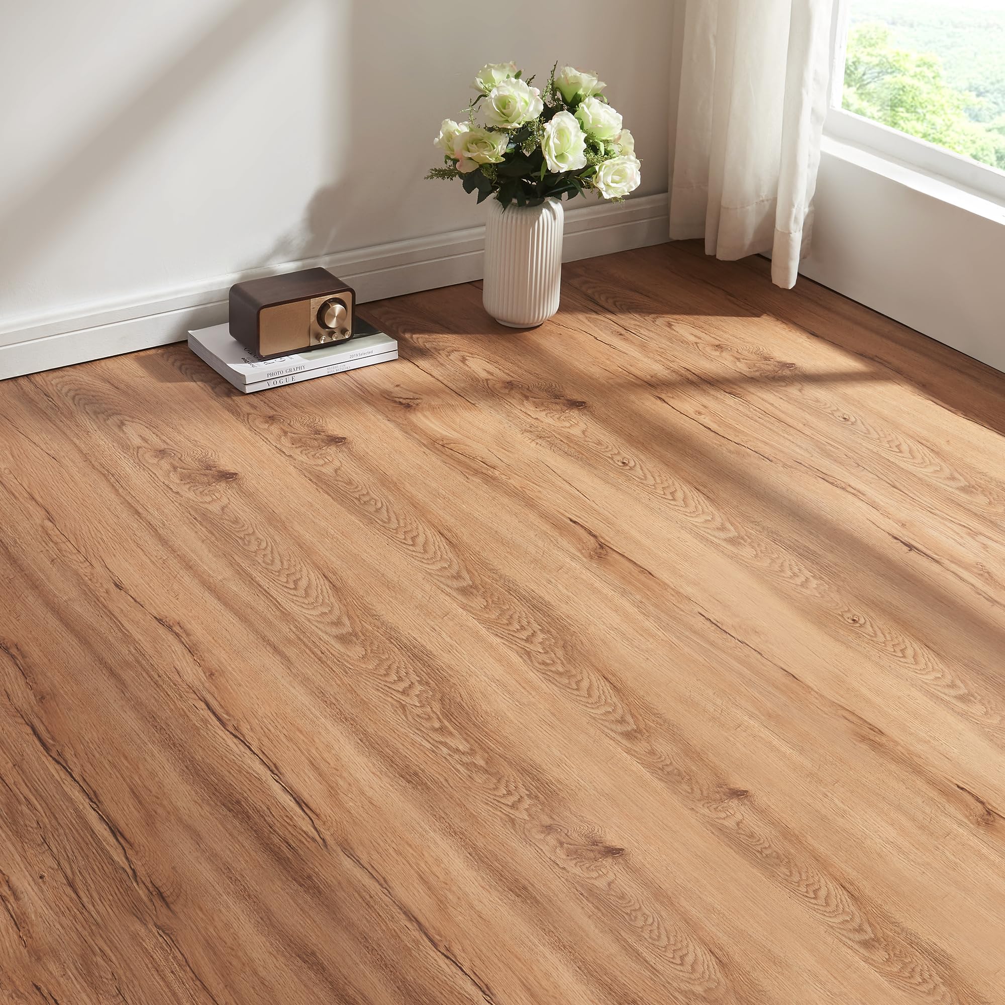 NEU.HOLZ Zestaw 10 płyt winylowych SPC z systemem zatrzaskowym, 2,196 m², 5 mm, odporne na promieniowanie UV, wodoodporne, nadają się do ogrzewania podłogowego, 122 x 18 cm, z efektem nordyckiego dębu