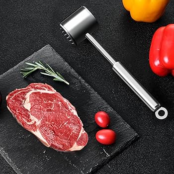 Bixury Vleeshamer 27 Cm - Roestvrij Staal - Dubbelzijdig - Antislip Handgreep - Voor Schnitzels En Steaks