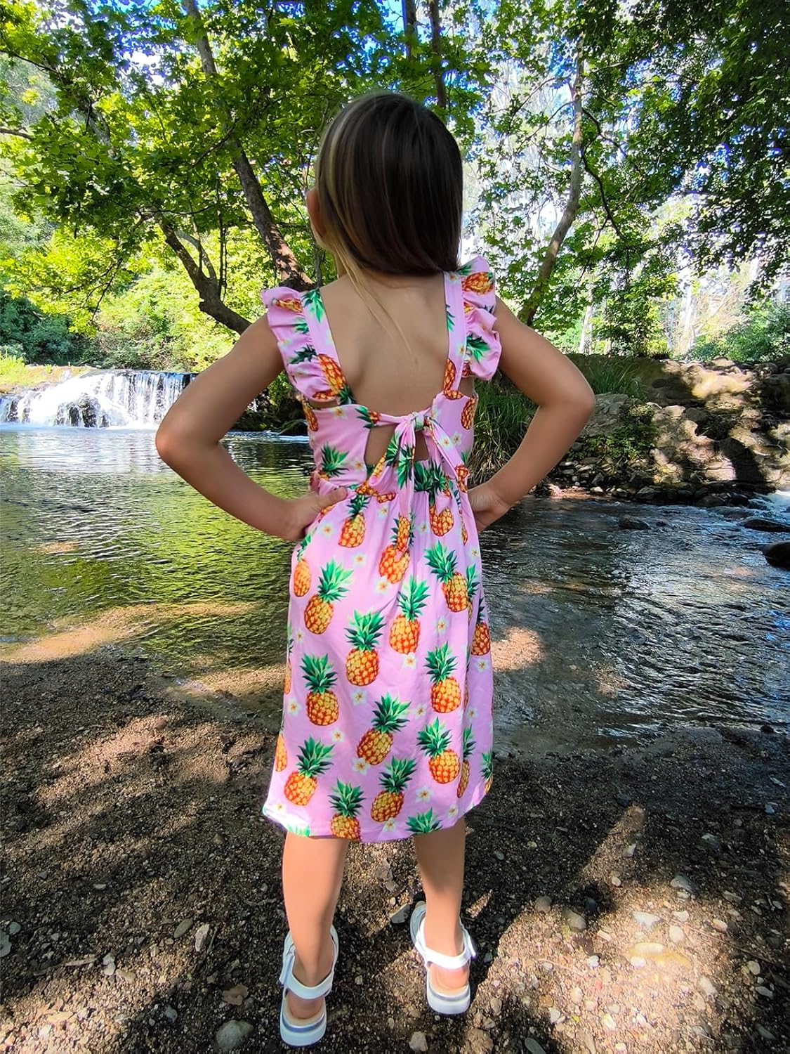 Vieille Toddler Girls Summer Dress Ruffle Short Sleeve Cute Mermaid Backless Kids Casual Beach Dress 3-7T - Image 5