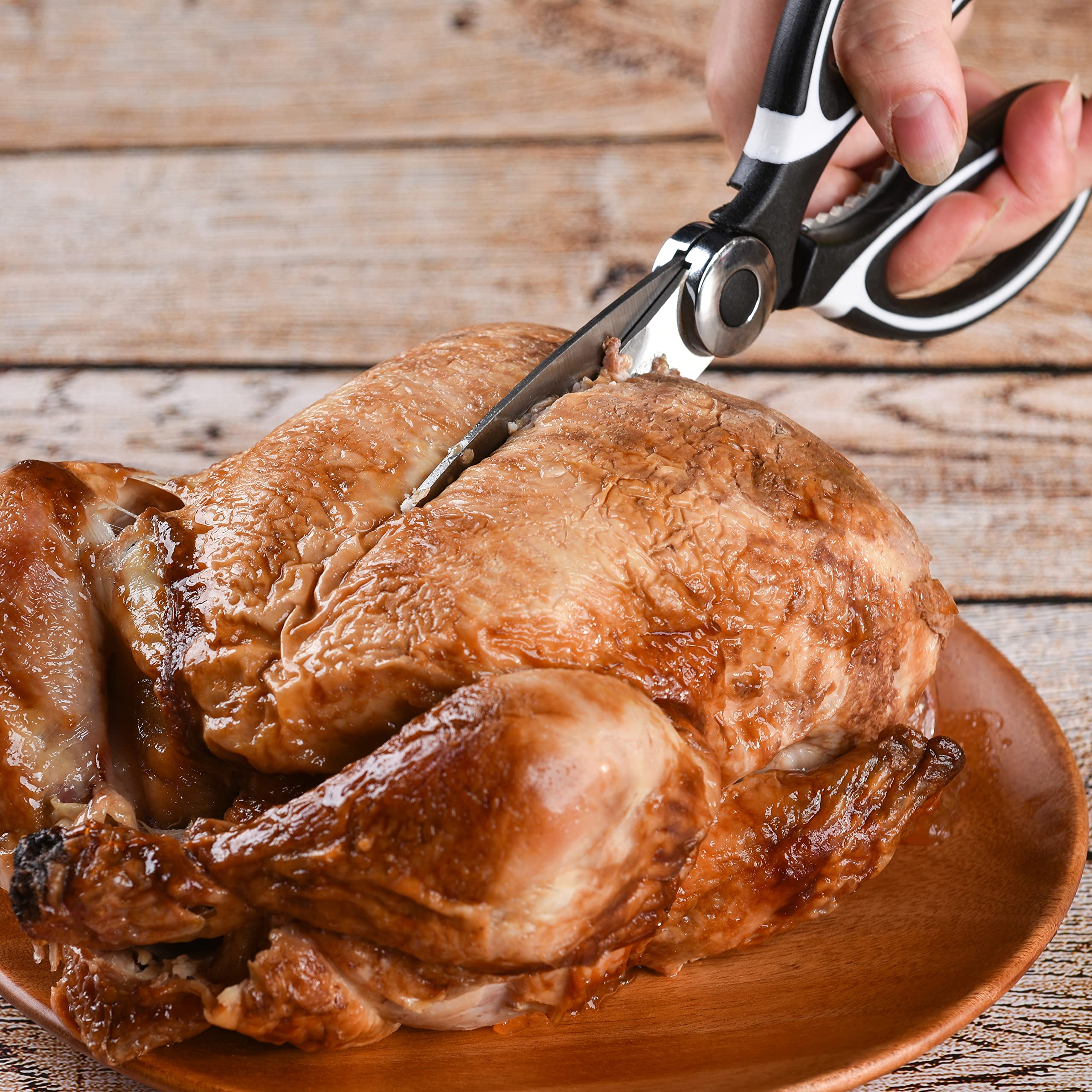 SEJONG COOK Korea Scissors for Chicken and Fish Born Sea Food Cutting, Korean Style Chicken and Fried Chicken SJ154 Black