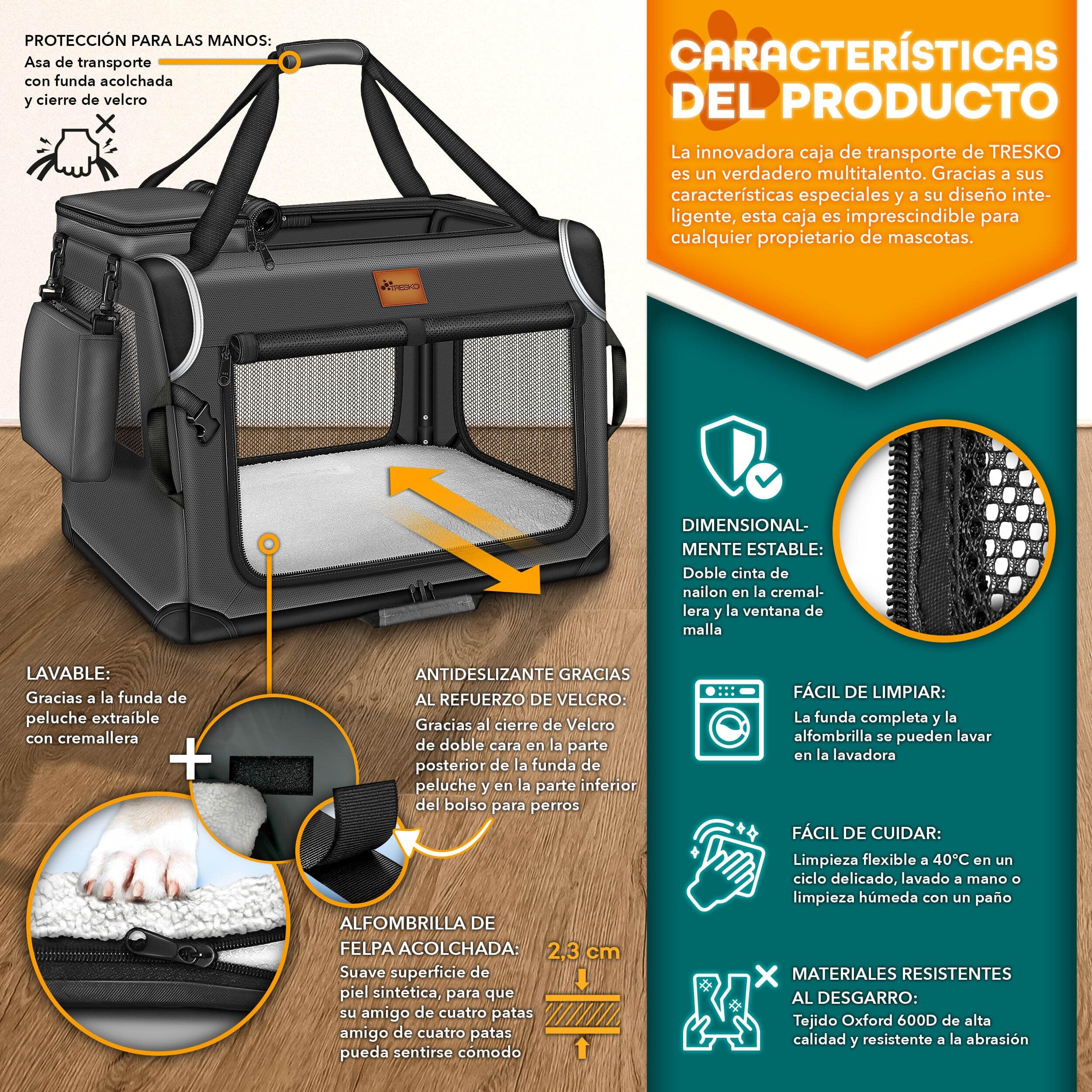 TRESKO Caja Plegable para Perros con Alfombrilla para Fugas, 83 x 58 x 58 cm, Transportín para Perros