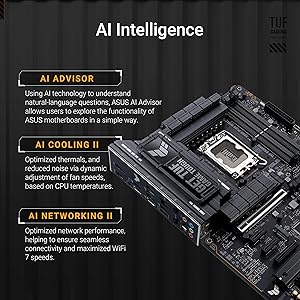 ASUS TUF Gaming Z890-PLUS WiFi Z890 LGA 1851 ATX Motherboard, Intel Core Ultra Series 2 Ready, Advanced AI PC-Ready, 16+1+2+1 Stages, DDR5, PCIe 5.0, Thunderbolt 4 Type-C, 4X M.2, Wi-Fi 7, 2.5Gb