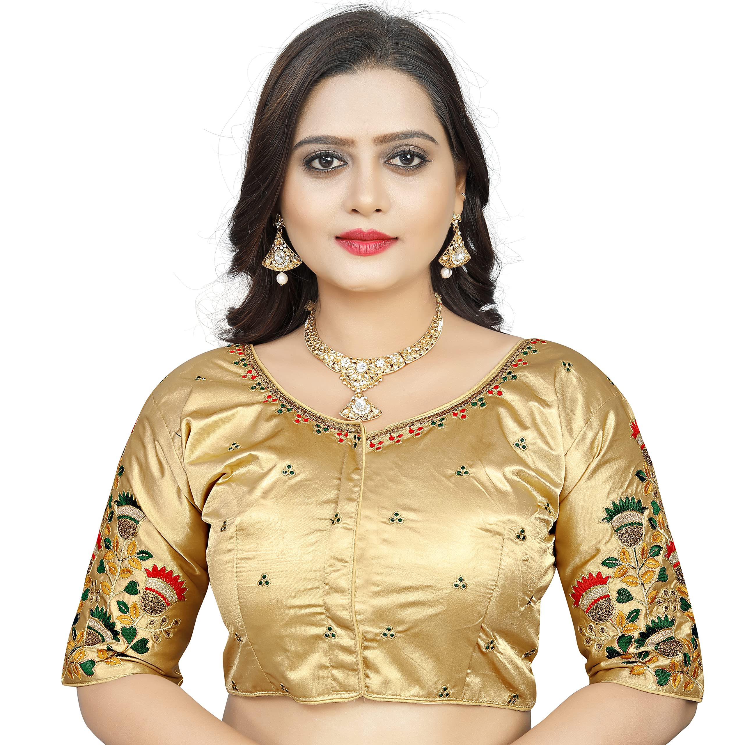 atibha fashion “Women’s Silk Embroidered Readymade Saree Blouse with Half Sleeves & Back Dori Design – Festive-picture-27