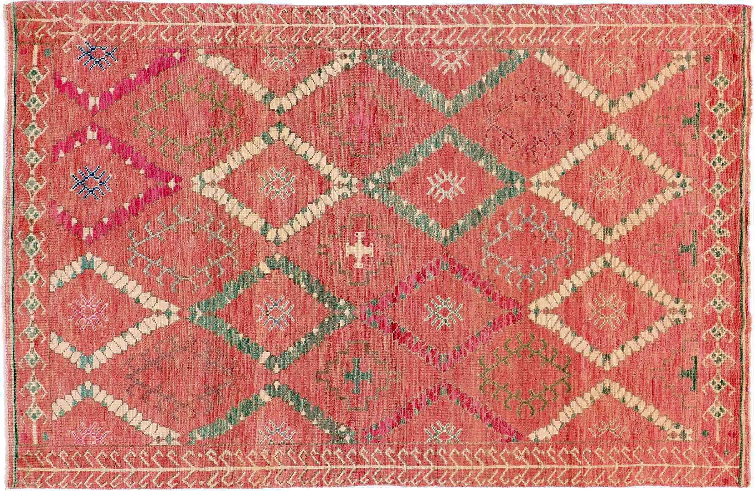 Afghan Berber Maroccan Tapis design 200 x 300 cm noué à la main Rose à motifs