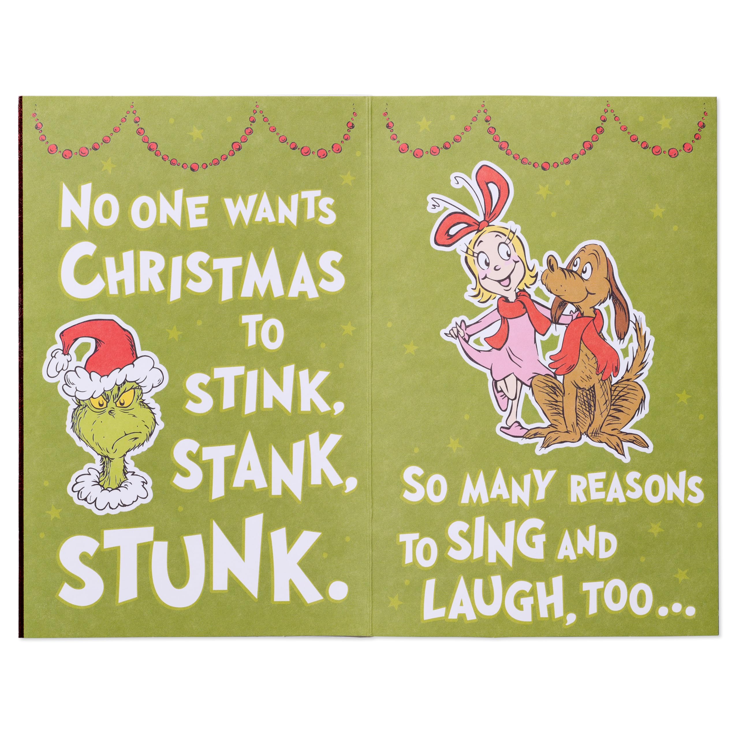 American Greetings Grinch Christmas Card for Kids (A Grinchy Funk), 5.75 in. x 8.75 in - Image 3