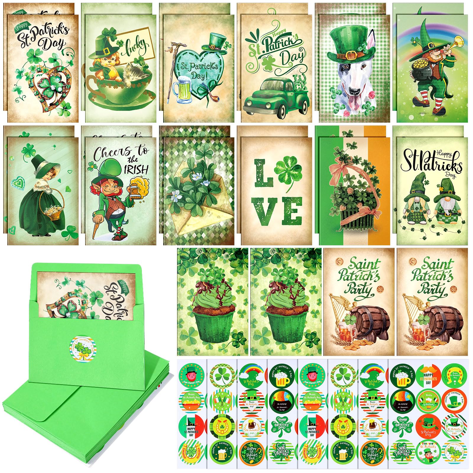 Stonehouse Collection Assorted St. Patrick's Day Cards - 12 Cards Envelopes Assorted Stonehouse Collection Assorted St. Patrick's Day Cards - 12 Cards Envelopes Assorted