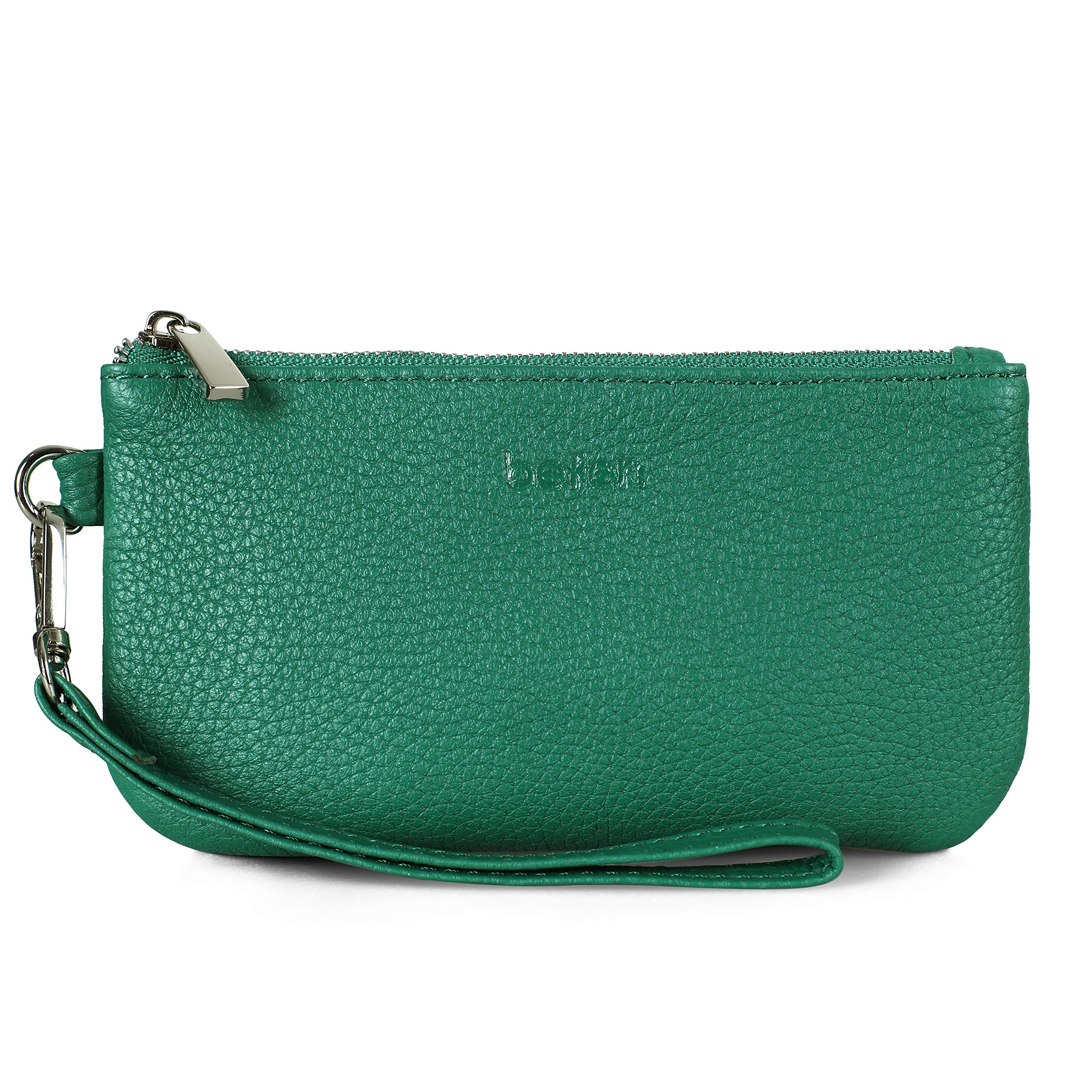 Genuine Leather Coin Purse for Women Small Change Purse with Removable Wrist Strap Zipper Wristlet Wallets with Credit Card Slot