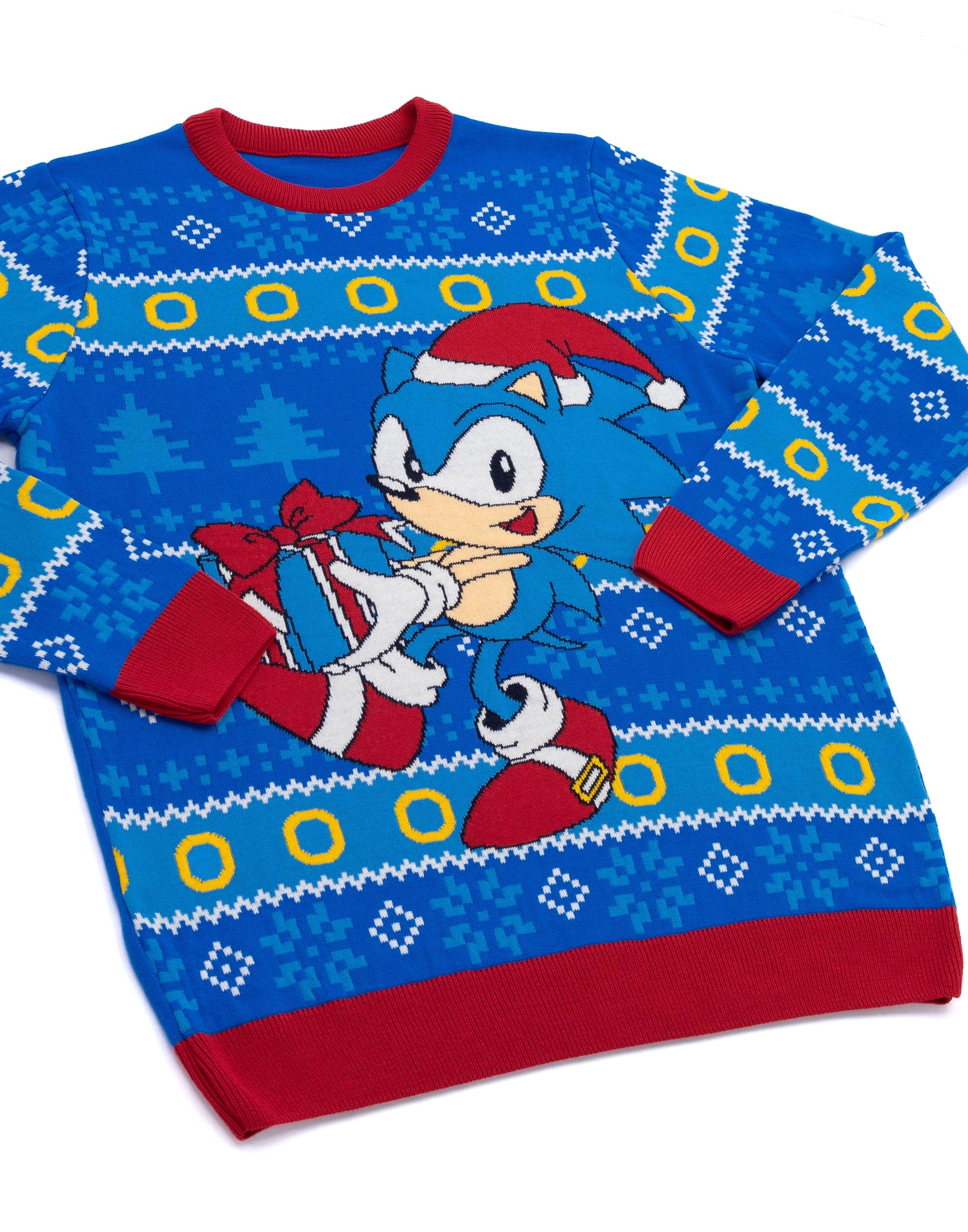 Sonic The Hedgehog Mens Jumper navideño Adultos Séter de Navidad de Punto Azul
