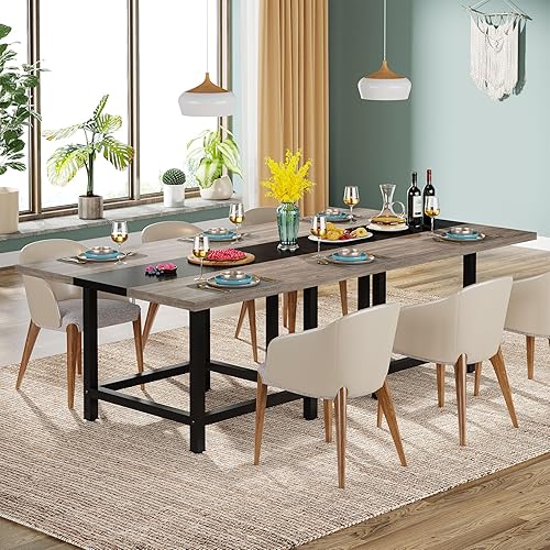 Miniatura 5 de Tribesigns Mesa de comedor cuadrada para 4 personas, casa de campo de 39.4 x 39.4 x 29.5 pulgadas, mesa de cocina de madera, mesa de comedor