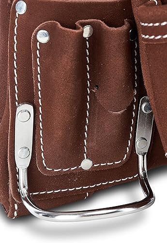 Miniatura 5 de AWP - Bolsa de herramientas de gamuza de 10 bolsillos  Bolsa de herramientas de cuero de construcción general duradera  Marrón