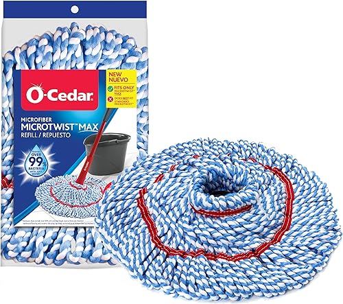 O-Cedar Repuesto genuino de cabezal de trapeador giratorio MicroTwist MAX | Lavable a máquina | Reutilizable | Repuesto de microfibra | Elimina el